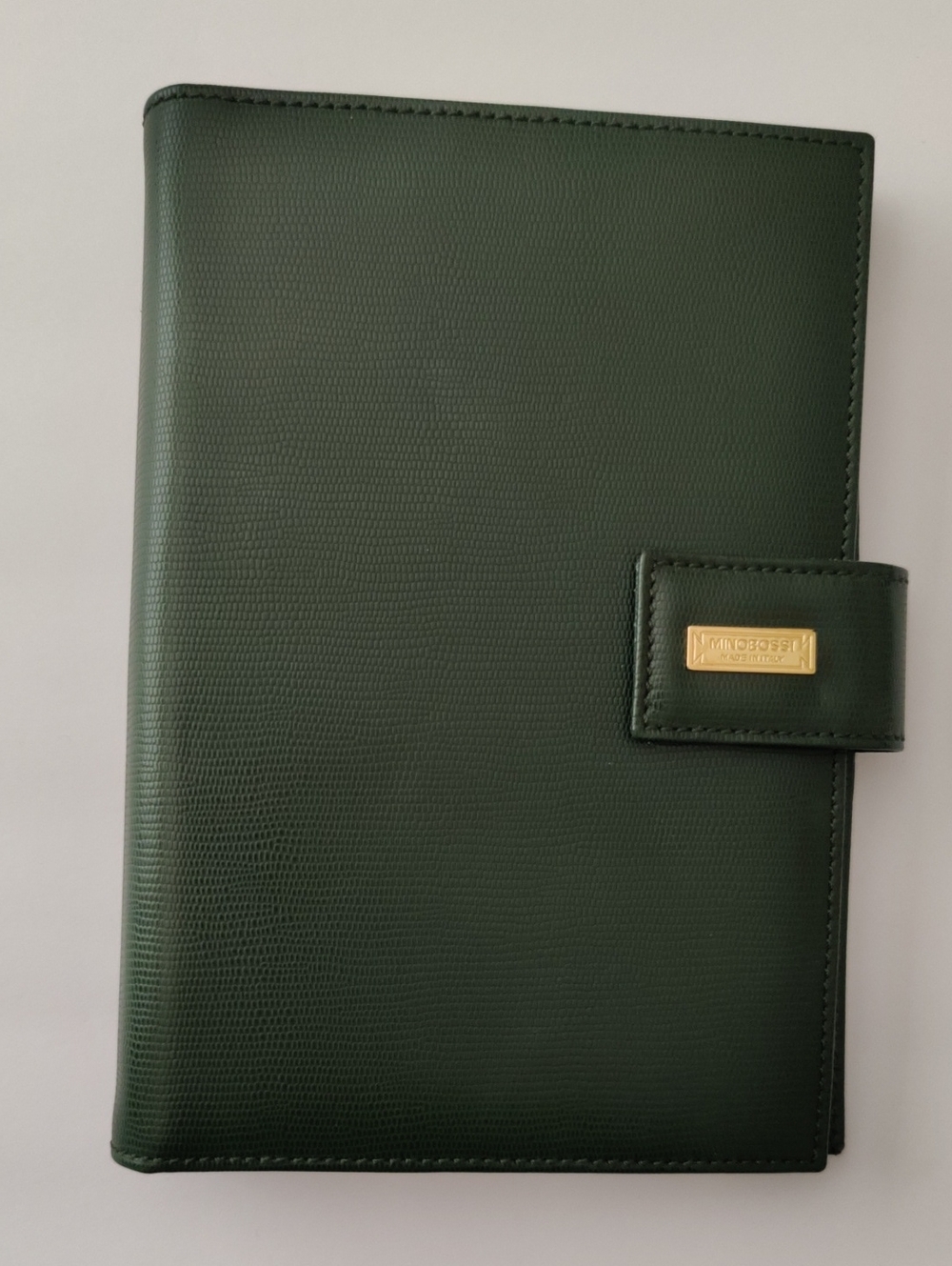 Brand New - Green Leather Folio with Snap Closure. Made In Italy